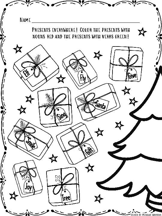 Winter holidays parts of speech practice