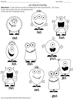Words their way sort and color page pack by floating through first