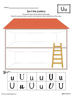 Sort the uppercase and lowercase letter u worksheet color
