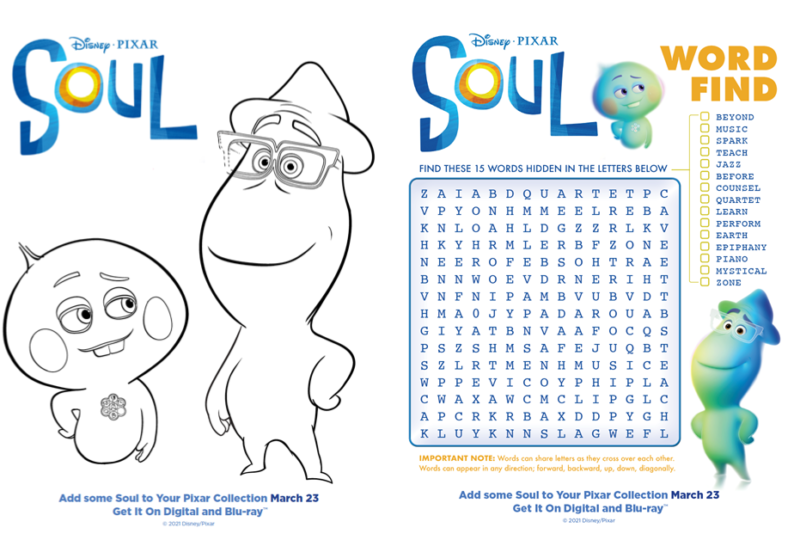Free printable disney pixar soul printable activity sheets enter to win a digital copy of disney pixar soul