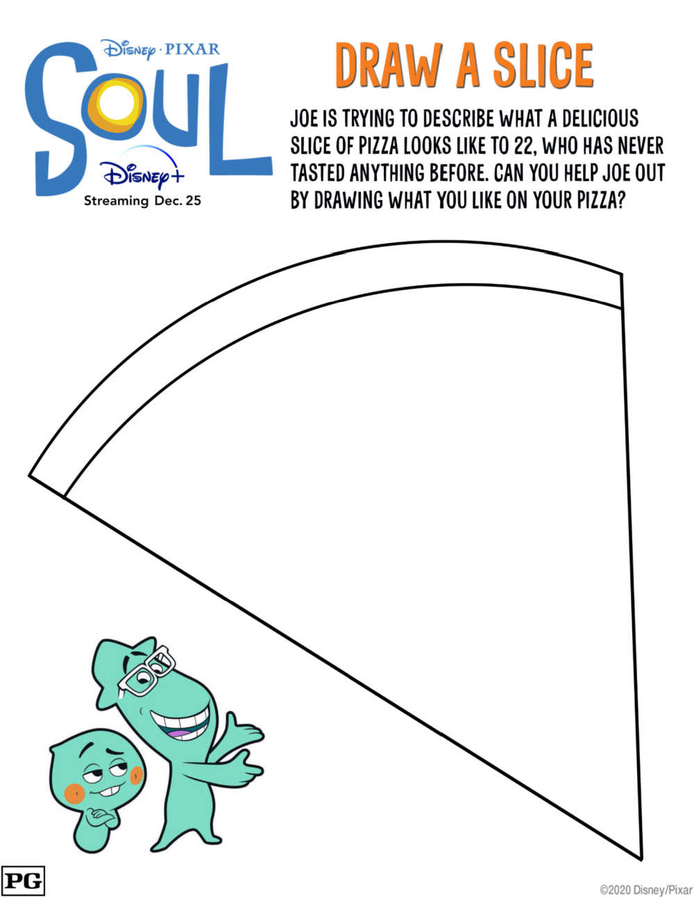 Free printable disney pixar soul coloring page pizza