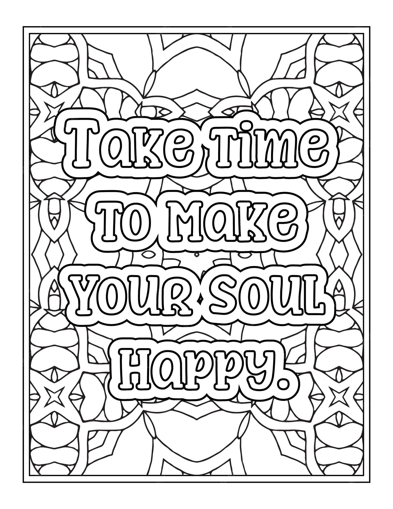 Premium vector stress relief quotes coloring book