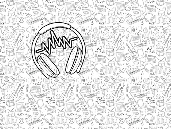 Music notes table top coloring page extra large poster large coloring page kids activity coloring coloring banner hip hop dj sound