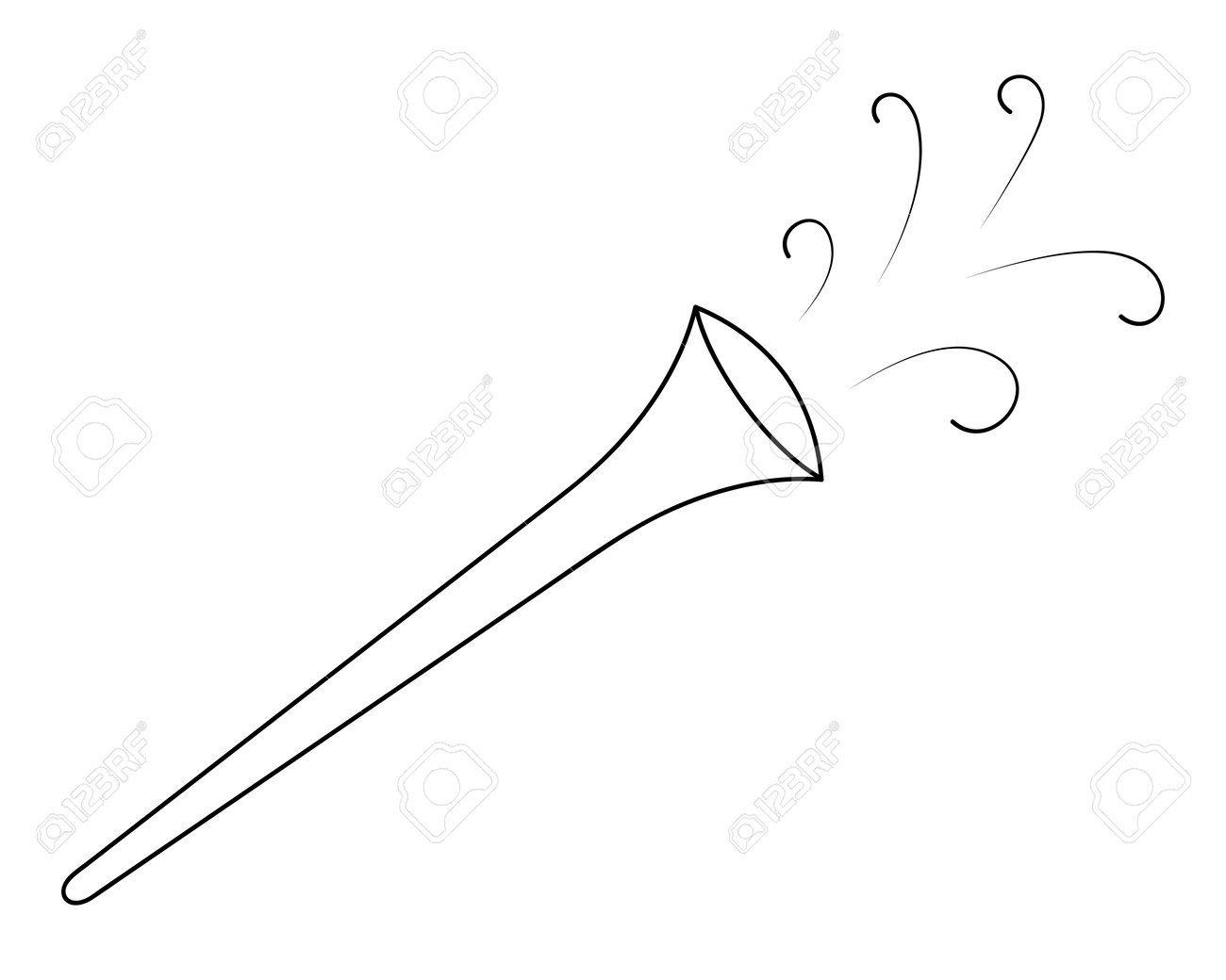 Sound from the magic pipe sketch music instrument trumpet of a christmas angel vector illustration coloring book for children doodle style outline on an isolated background royalty free svg cliparts vectors and