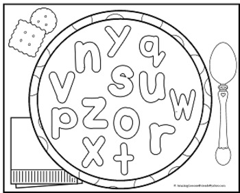 Alphabet soup mats and coloring sheets by amazinglessonsfriends