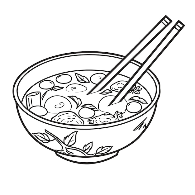 Premium vector miso soup japan coloring pages for kid