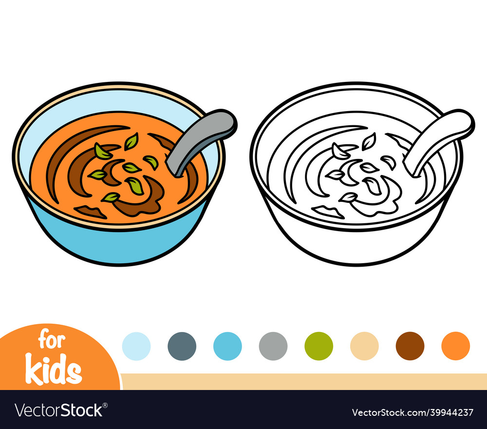 Coloring book bowl of soup royalty free vector image
