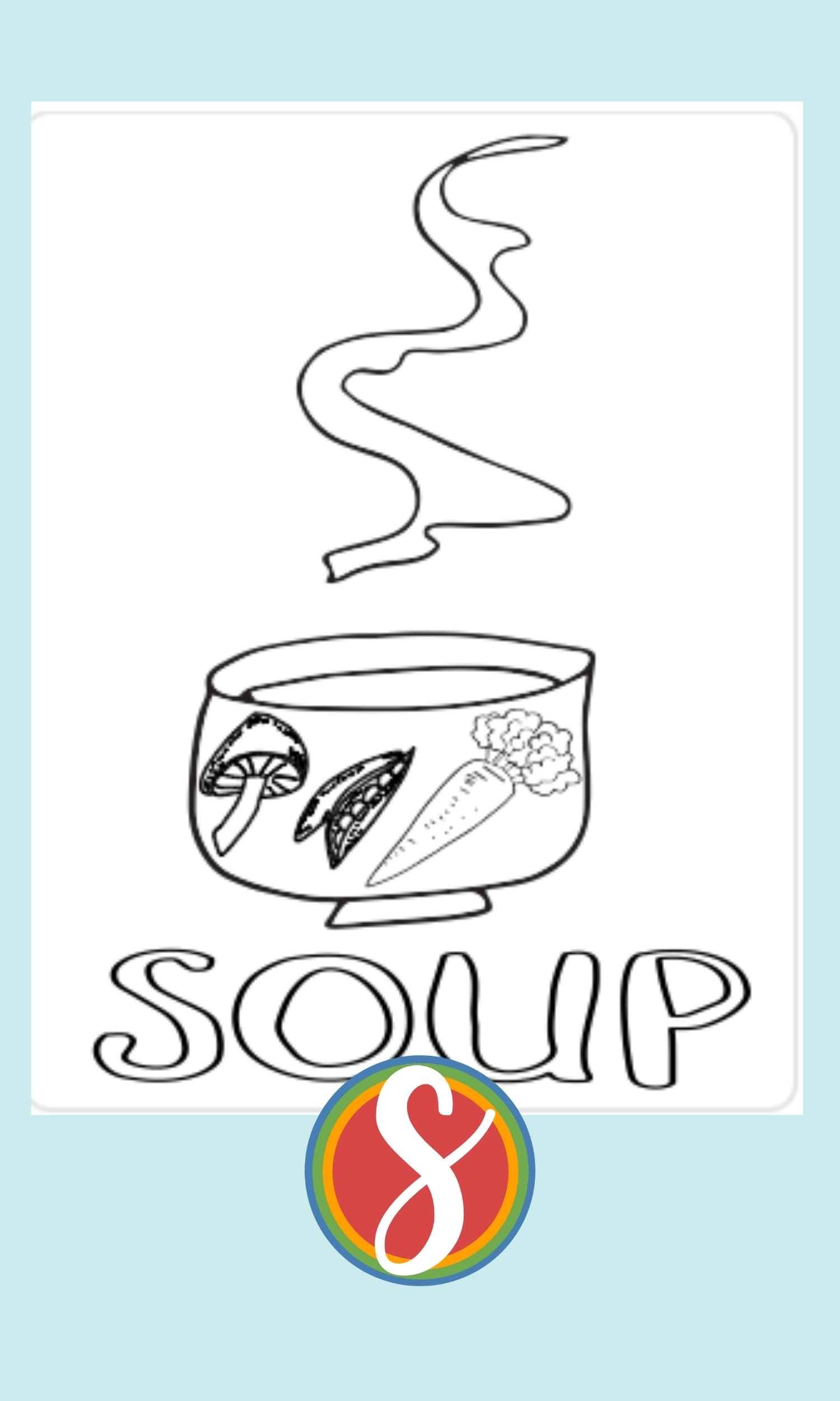 Free soup coloring pages â stevie doodles