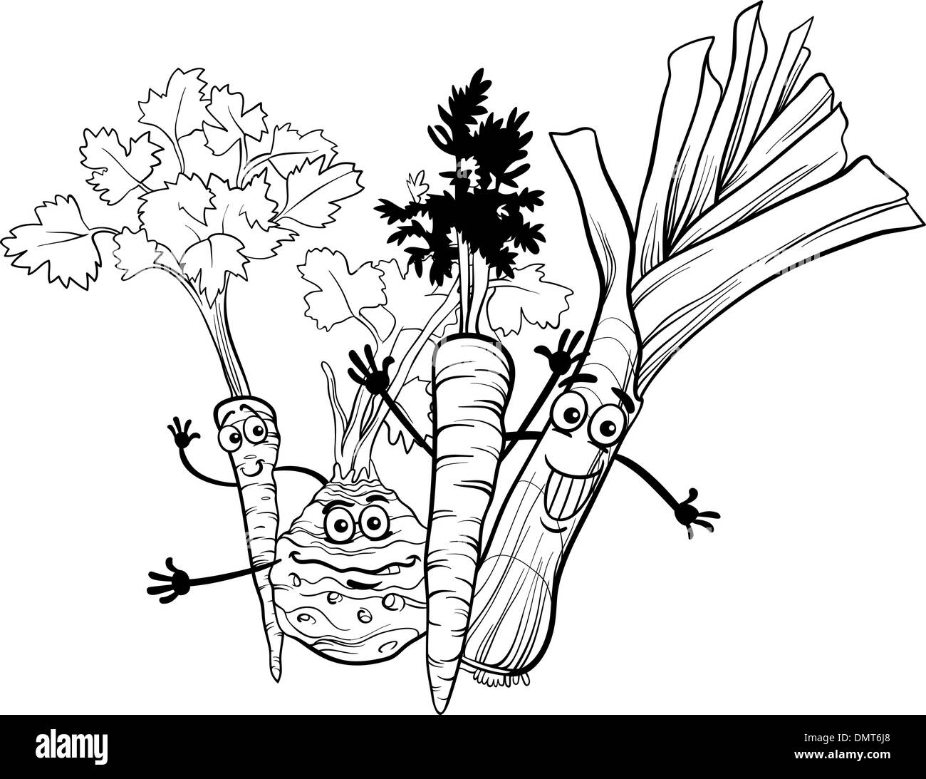 Cartoon soup vegetables for coloring book stock vector image art