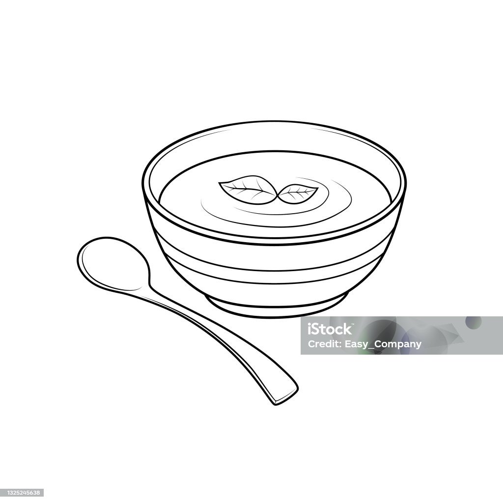 Black and white soup pictures for coloring cartoons for children this is a vector illustration for preschool and home training for parents and teachers stock illustration