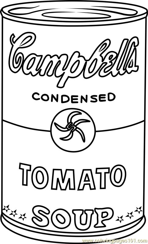 Campbells soup by andy warhol coloring page for kids
