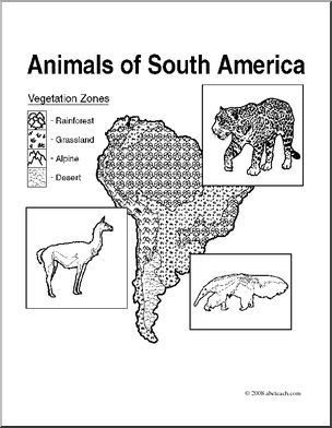 Clip art animals of south america coloring page i