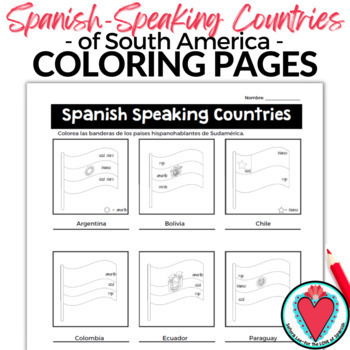 Spanish speaking countries flags south america coloring sheet hispanic heritage