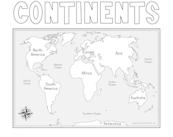 Continents bundle facts and coloring pages worksheets