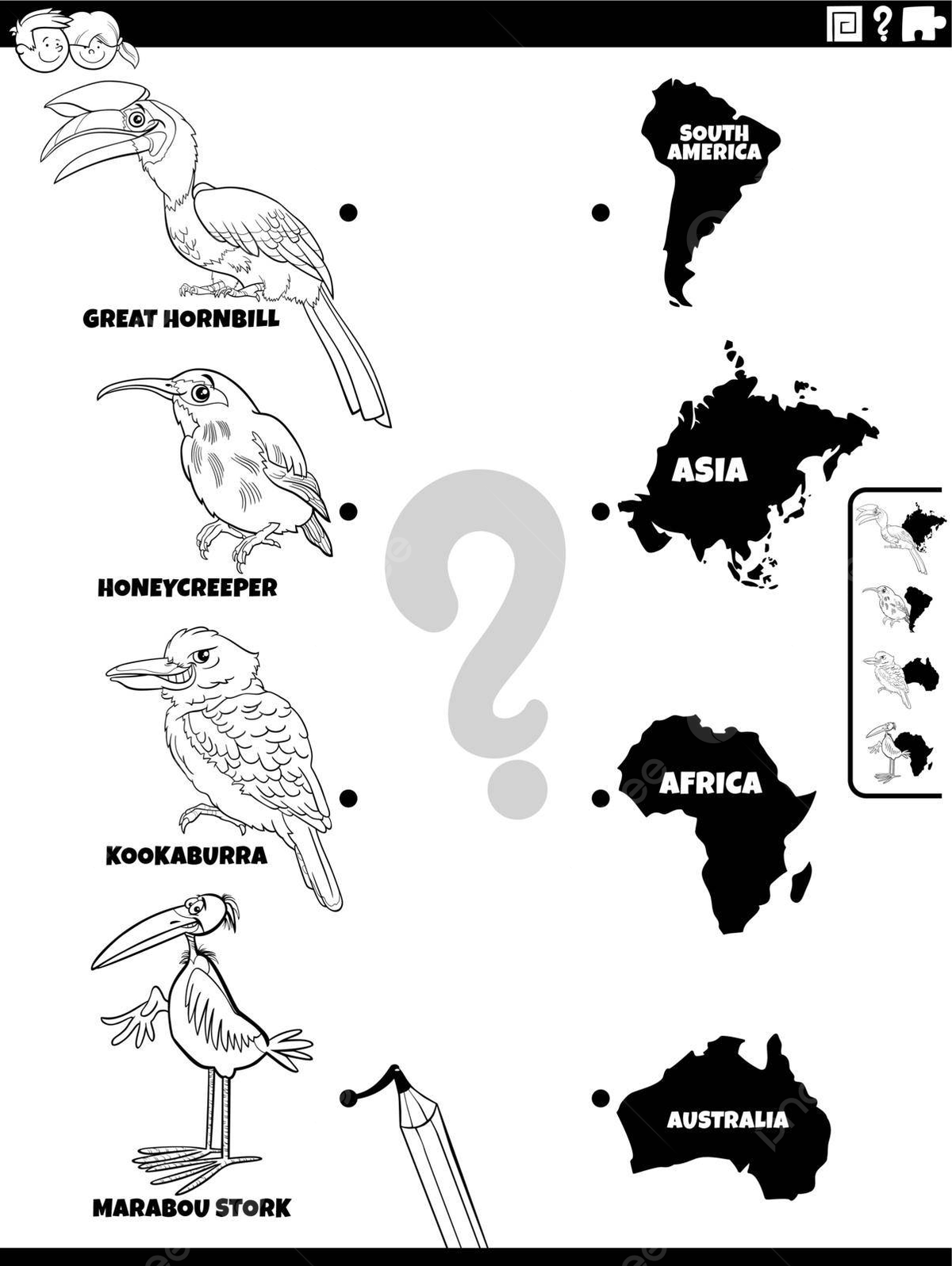 Coloring page connect cartoon birds with their respective continents vector car drawing cartoon drawing bird drawing png and vector with transparent background for free download