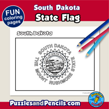 South dakota symbols coloring pages with map and state flag state symbols