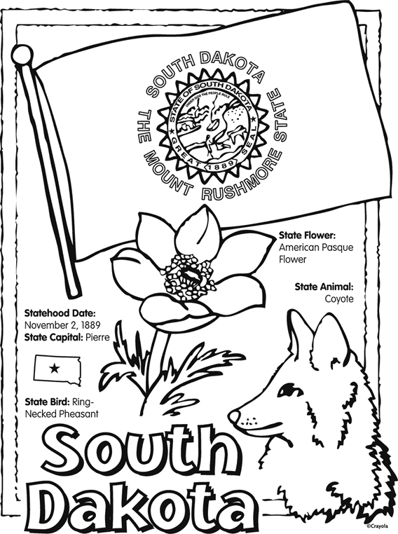 State of south dakota free coloring page