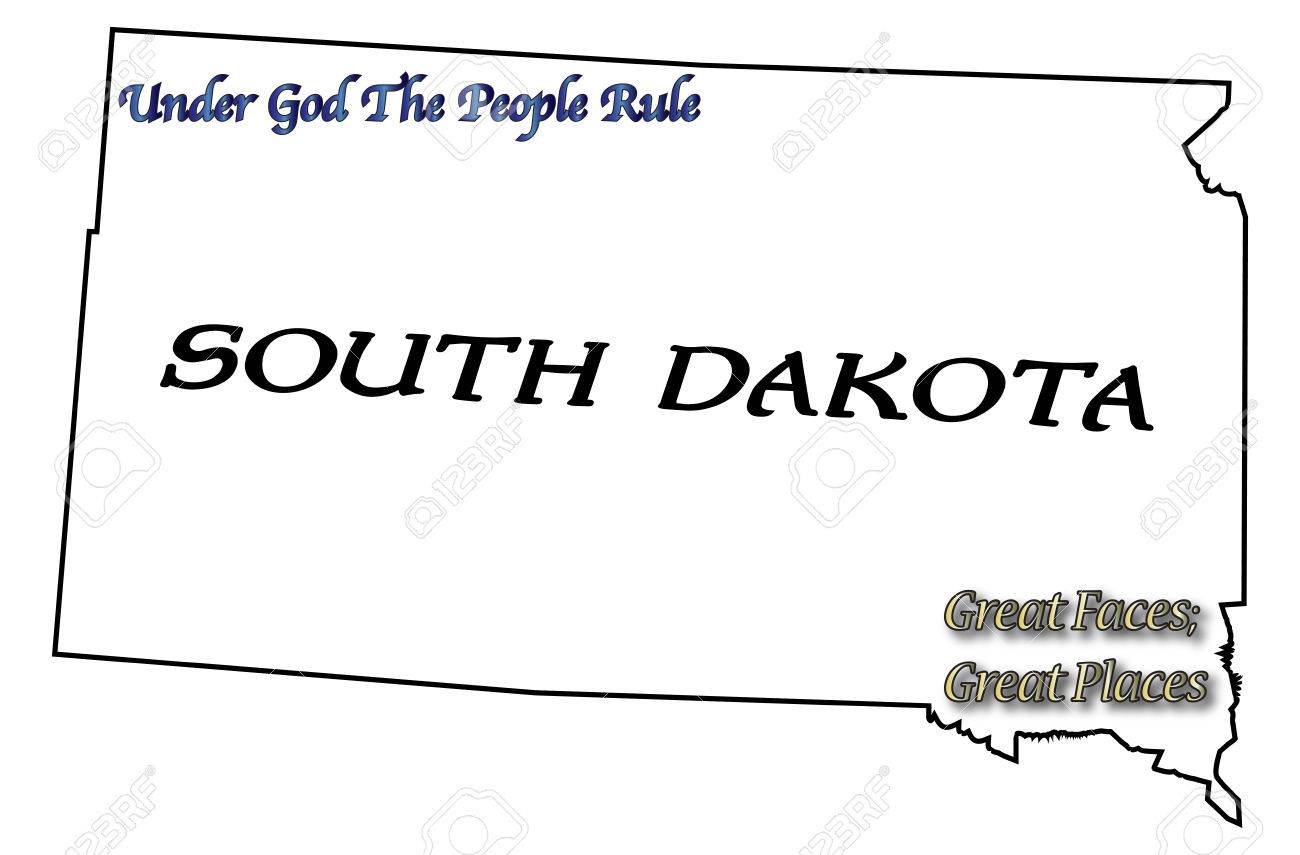 A south dakota state outline with the motto and slogan isolated on a white background royalty free svg cliparts vectors and stock illustration image