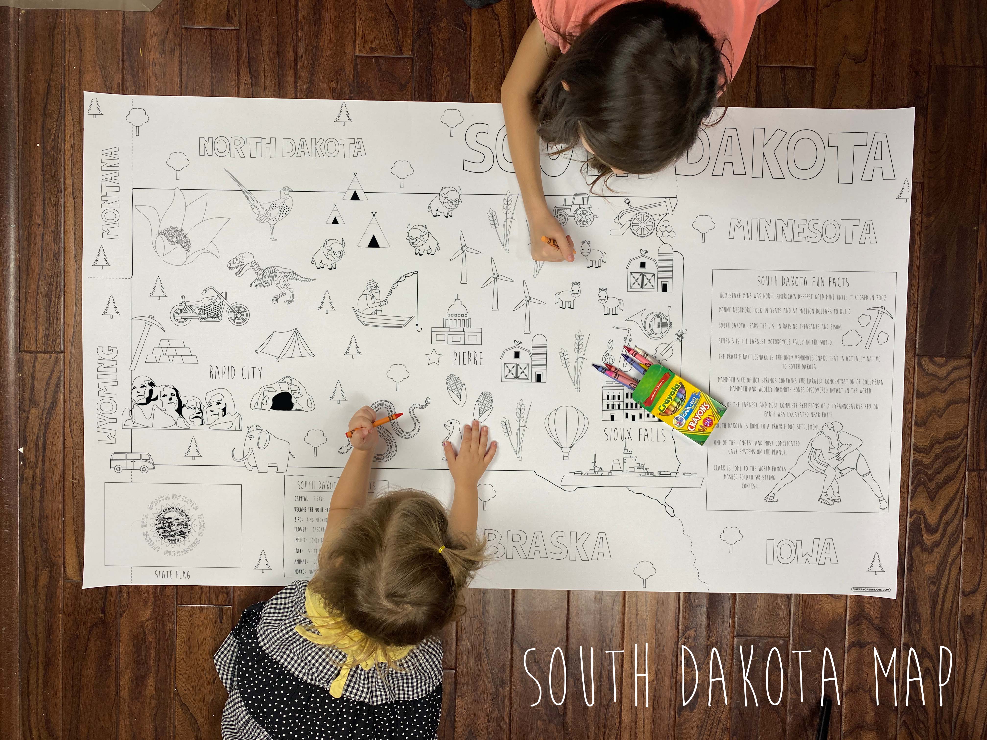 South dakota state map coloring sheet â