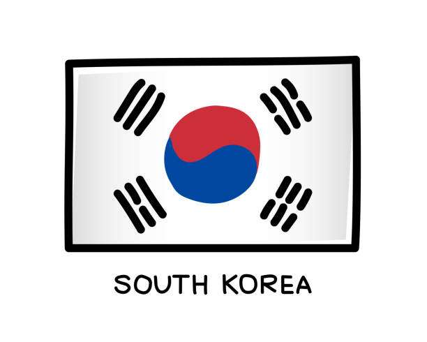 Drawing of south korean flag stock illustrations royalty