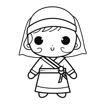 Korean coloring page the coloring pages korean girl in white with black hair and beanie outline sketch drawing vector wing drawing girl drawing ring drawing png and vector with transparent background for