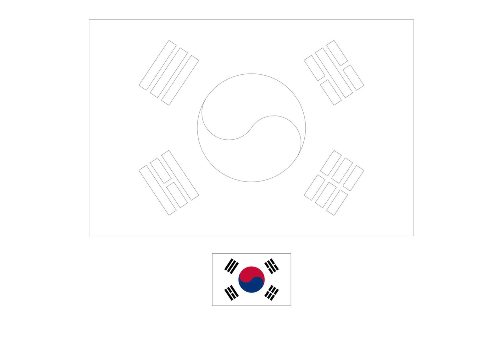 Flag of south korea coloring page