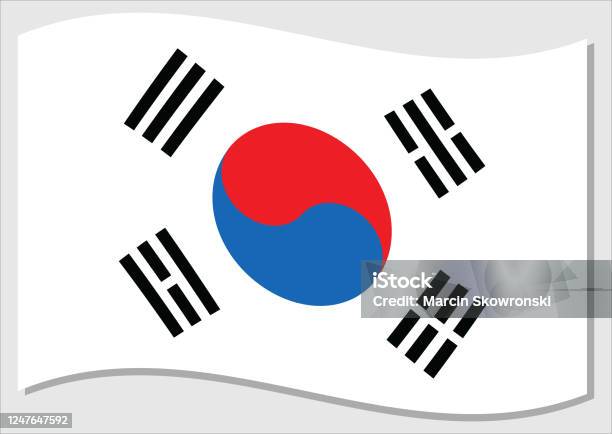 Circle flag of south korea stock illustration
