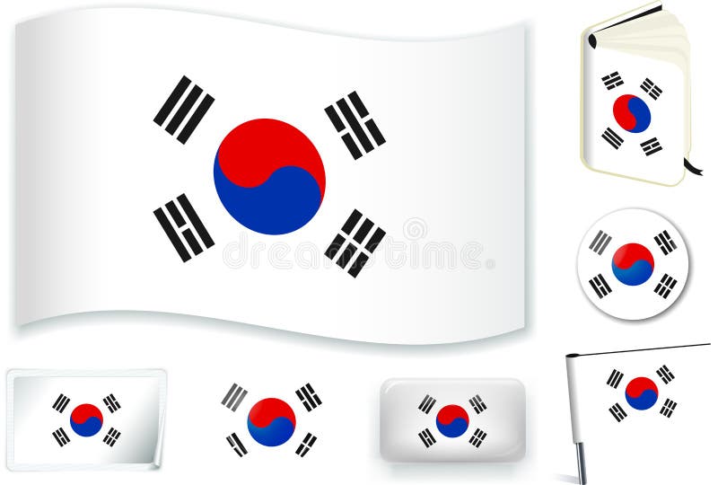 South korea flag made with official korean national colors stock vector