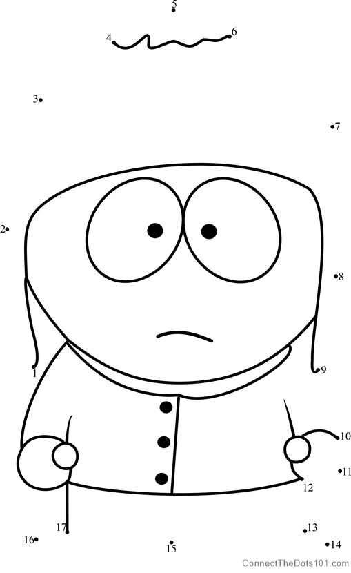 Craig tucker from south park dot to dot printable worksheet