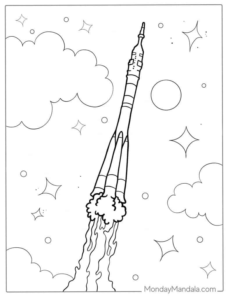 Rocket coloring pages free pdf printables