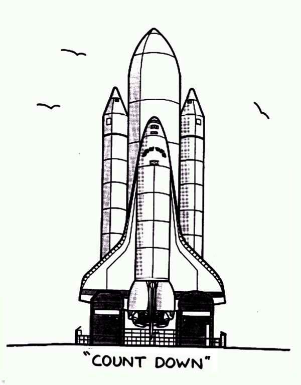 Nasa rocket ship count down coloring page