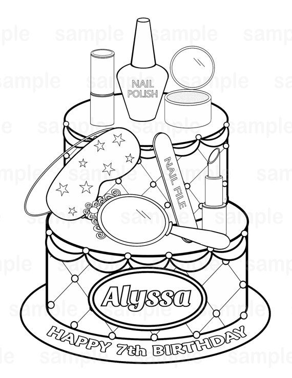 Personalized spa coloring page birthday party favor colouring