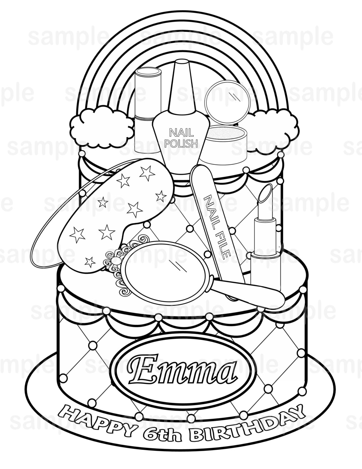 Personalized spa coloring page birthday party favor colouring activity sheet personalized printable template