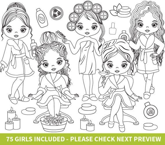 Spa girls clipart vector spa girl spa party clipart spa