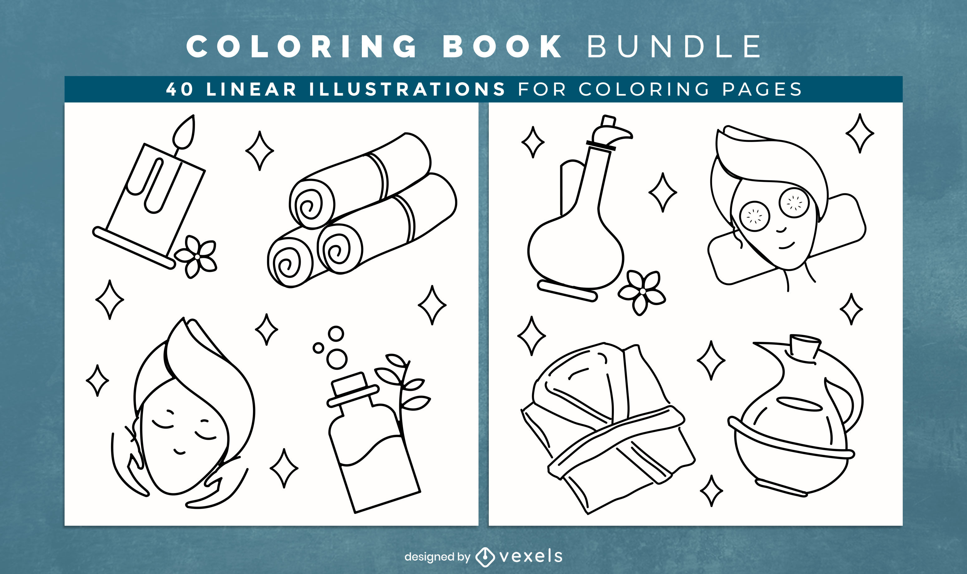 Spa elements coloring book pages design vector download