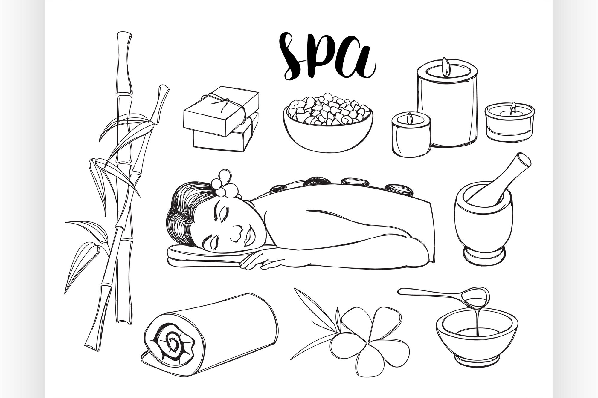 Spa doodle set by netkoff