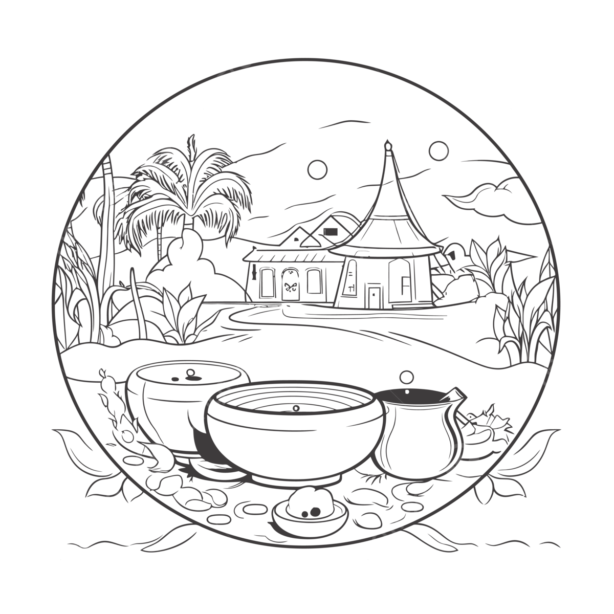 Coloring page with a thai spa outline sketch drawing vector wing drawing ring drawing color drawing png and vector with transparent background for free download