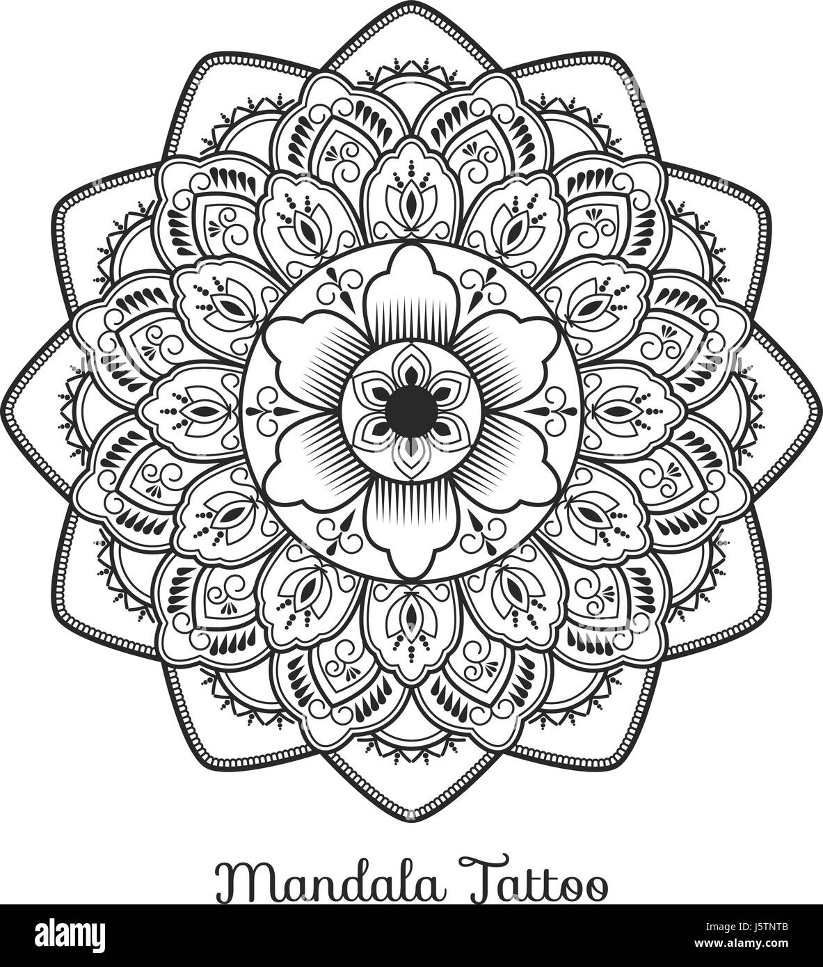 Tibetan mandala decorative ornament design for adult coloring page greeting card invitation tattoo yoga and spa symbol vector illustration stock vector image art