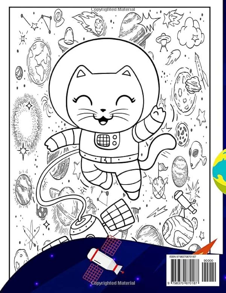 Cats in space loring book featuring by lucky chelsea