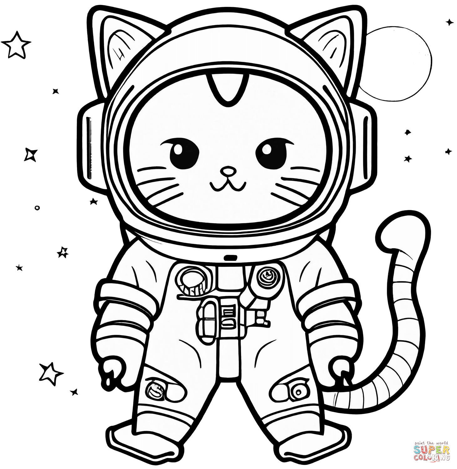 Kitty astronaut coloring page free printable coloring pages