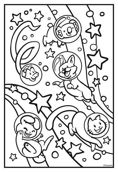 Cosmic cats galaxy fun coloring page crayola crayola coloring pages cool coloring pages space coloring pages