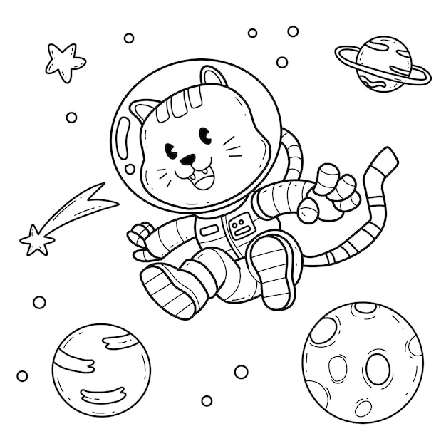 Space cat coloring pages images