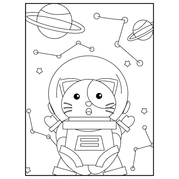 Premium vector space coloring pages for kids premium vector