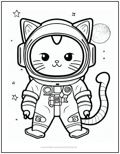 Astronaut kitty cat coloring page cat coloring page kitty coloring unicorn coloring pages