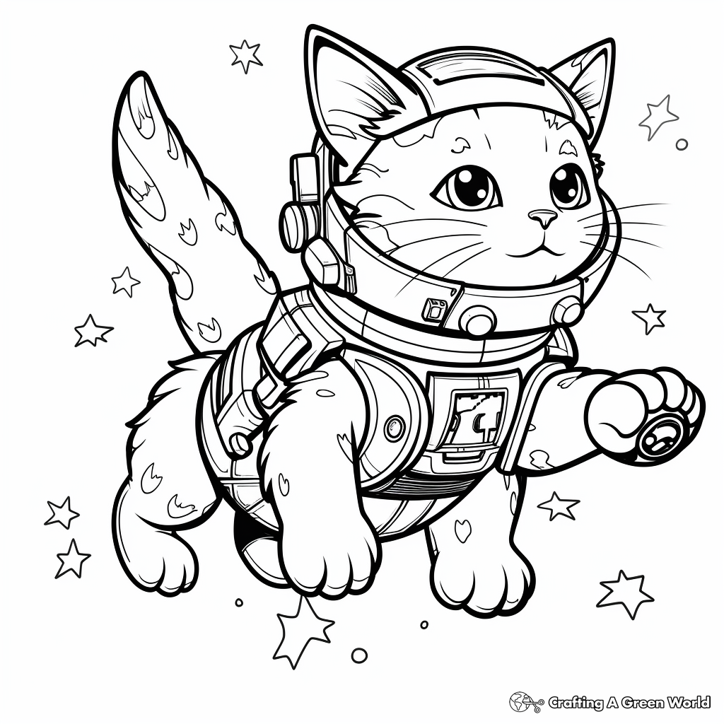 Flying cat coloring pages