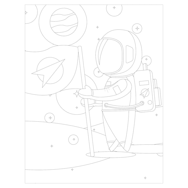 Premium vector printable space coloring pages for kids