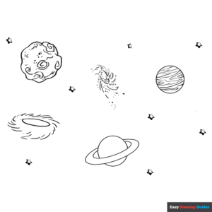Space and planets coloring page easy drawing guides