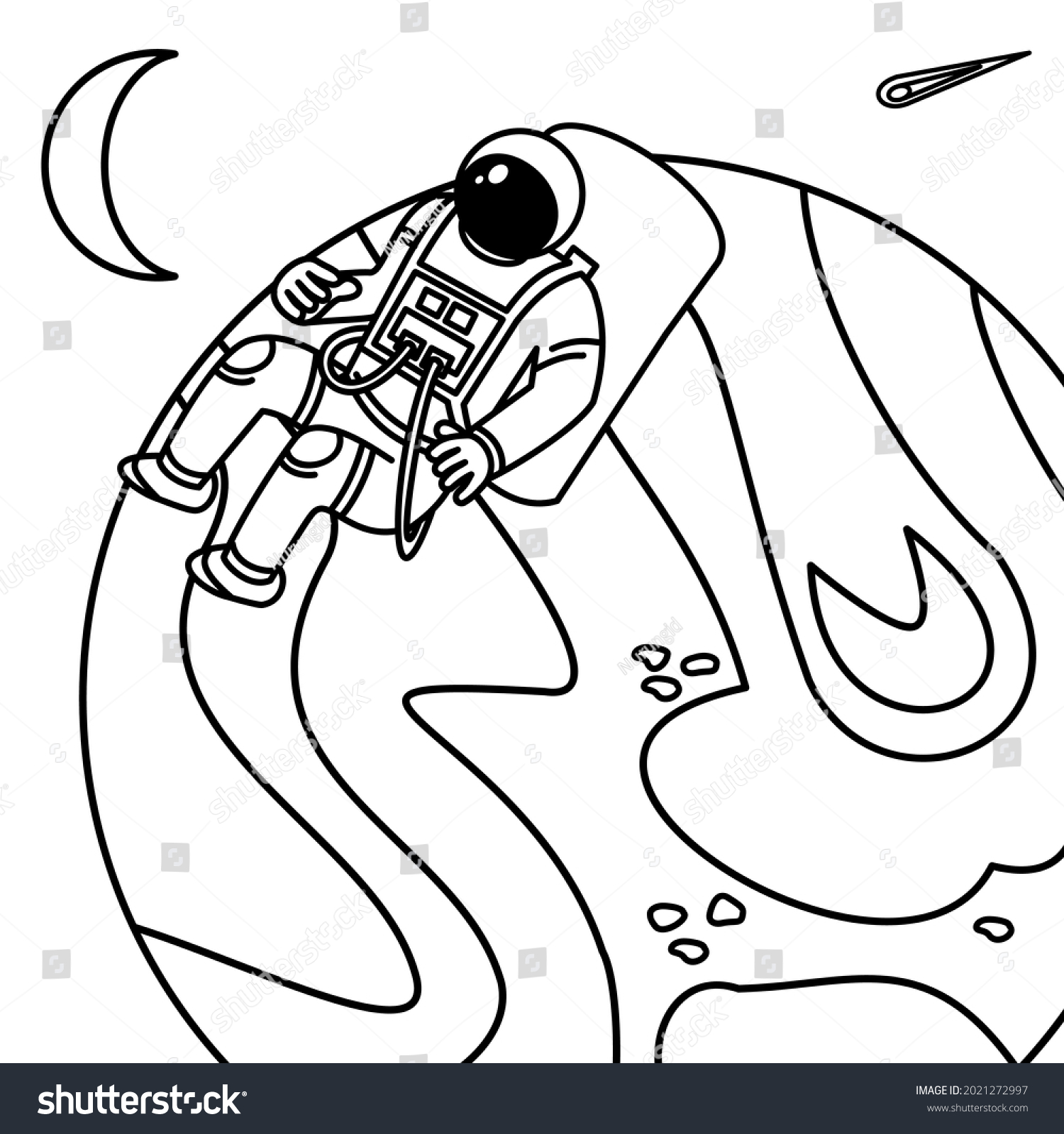 Coloring pages astronaut activities outer space stock vector royalty free