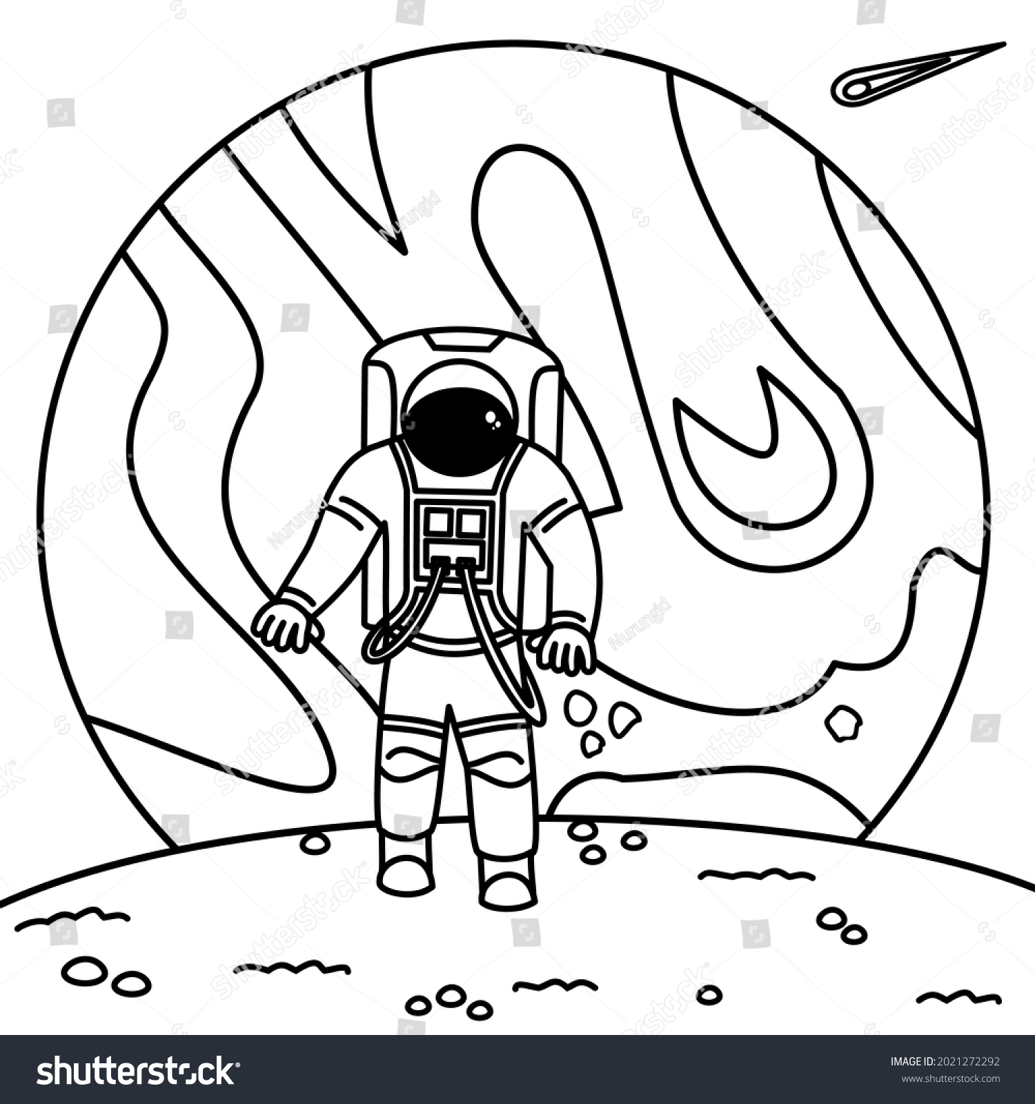 Coloring pages astronaut activities outer space stock vector royalty free