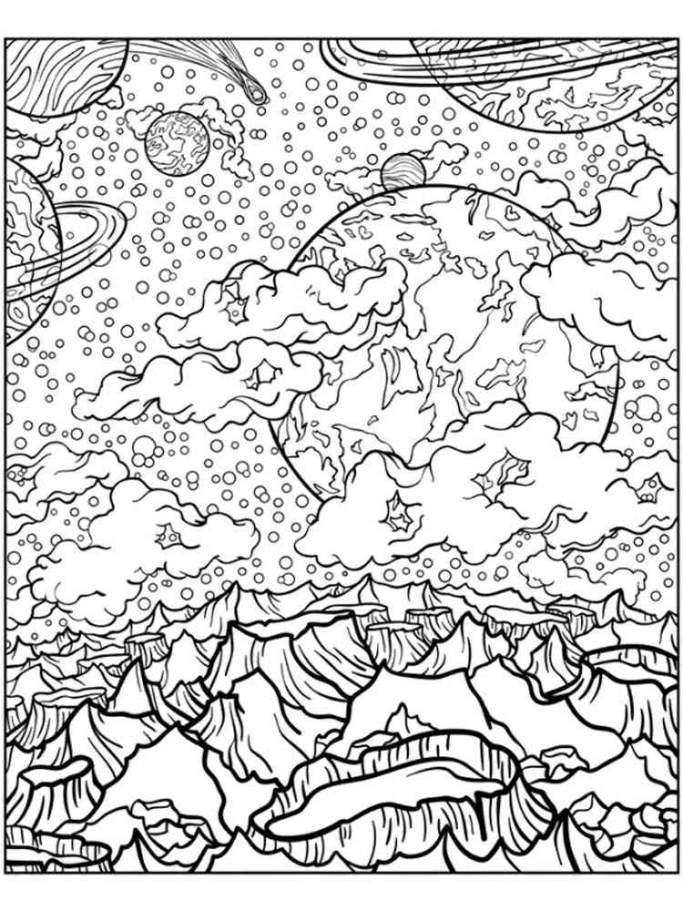 Planets coloring pages for adults